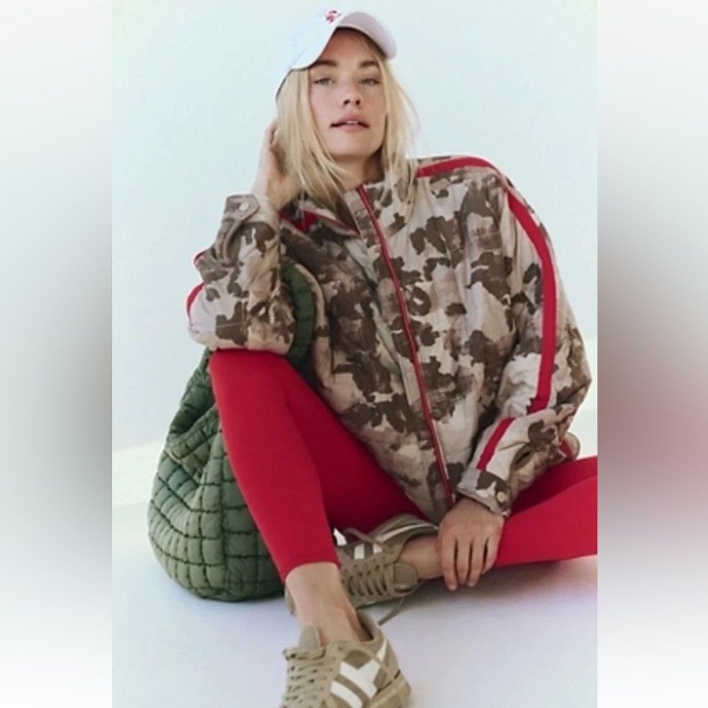 Free People Movement Printed Pippa Packable Puffer Jacket Sporty Toasted Almond